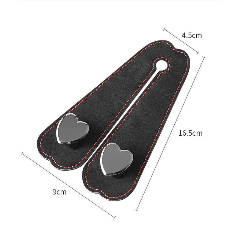 Heart Shape Metal Car Seat Headrest Hooks 2 in 1 Leather Car Seat Back Hook Purse and Bag Backpack Double Hook Car Seat Hanger
