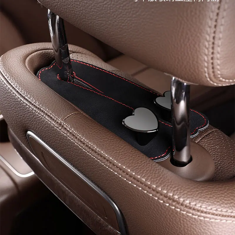 Heart Shape Metal Car Seat Headrest Hooks 2 in 1 Leather Car Seat Back Hook Purse and Bag Backpack Double Hook Car Seat Hanger