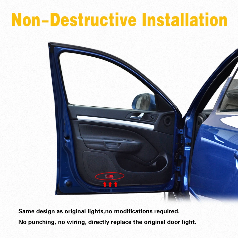LED Car Door Welcome Logo Projector Light Accessories For VW Golf 3 4 Beetle Jetta MK4 Vento Lavida Caddy MK3 Polo Sharan Touran