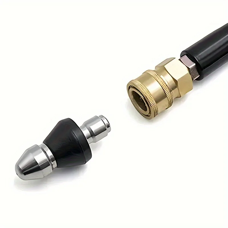 1/4" Quick Connect High-Pressure Sewer Nozzle, Stainless Steel Rust-Proof Drain Cleaner for Pipe Dredging & Outdoor Cleaning