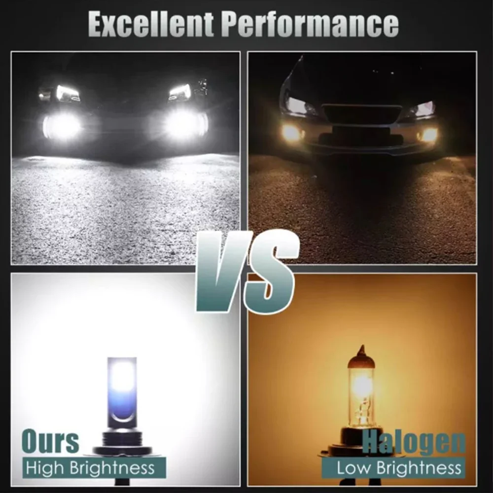 1/2/4PCs H7 Led Headlight Bulb Kit Car Fog Light Bulbs 12V 55W High Power Auto Fog Lamp 6000K Headlamp h7 super bright Bulbs