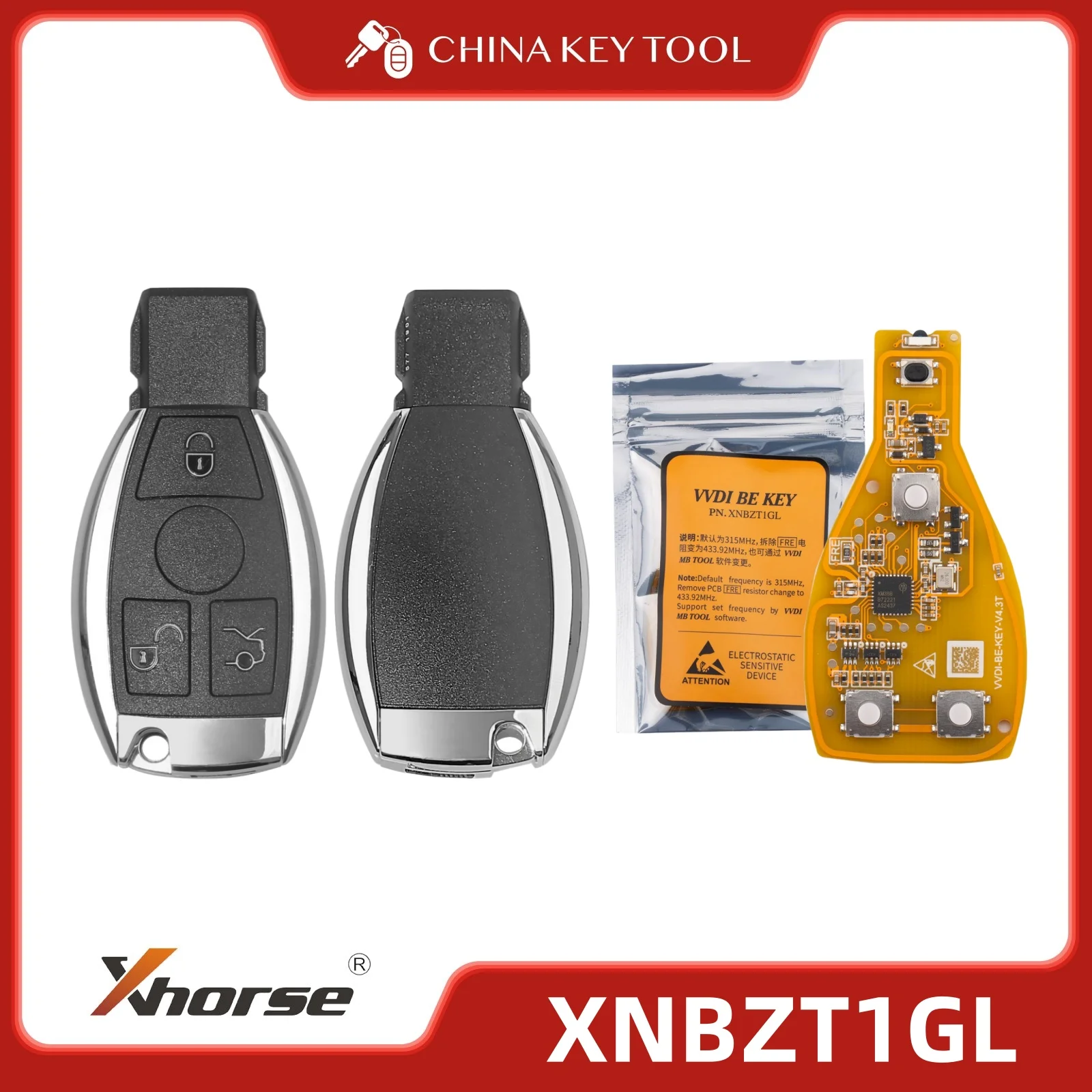 Xhorse VVDI BE Key Pro XNBZ01EN/XNBZT1GL/FBS3 KEYLESS with High Quality Remote Shell