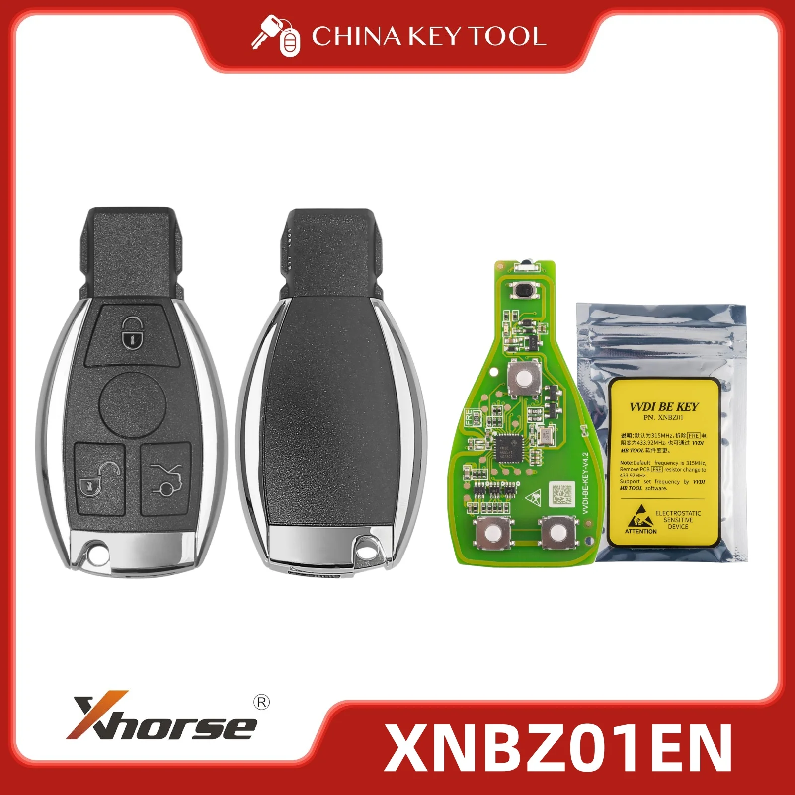 Xhorse VVDI BE Key Pro XNBZ01EN/XNBZT1GL/FBS3 KEYLESS with High Quality Remote Shell
