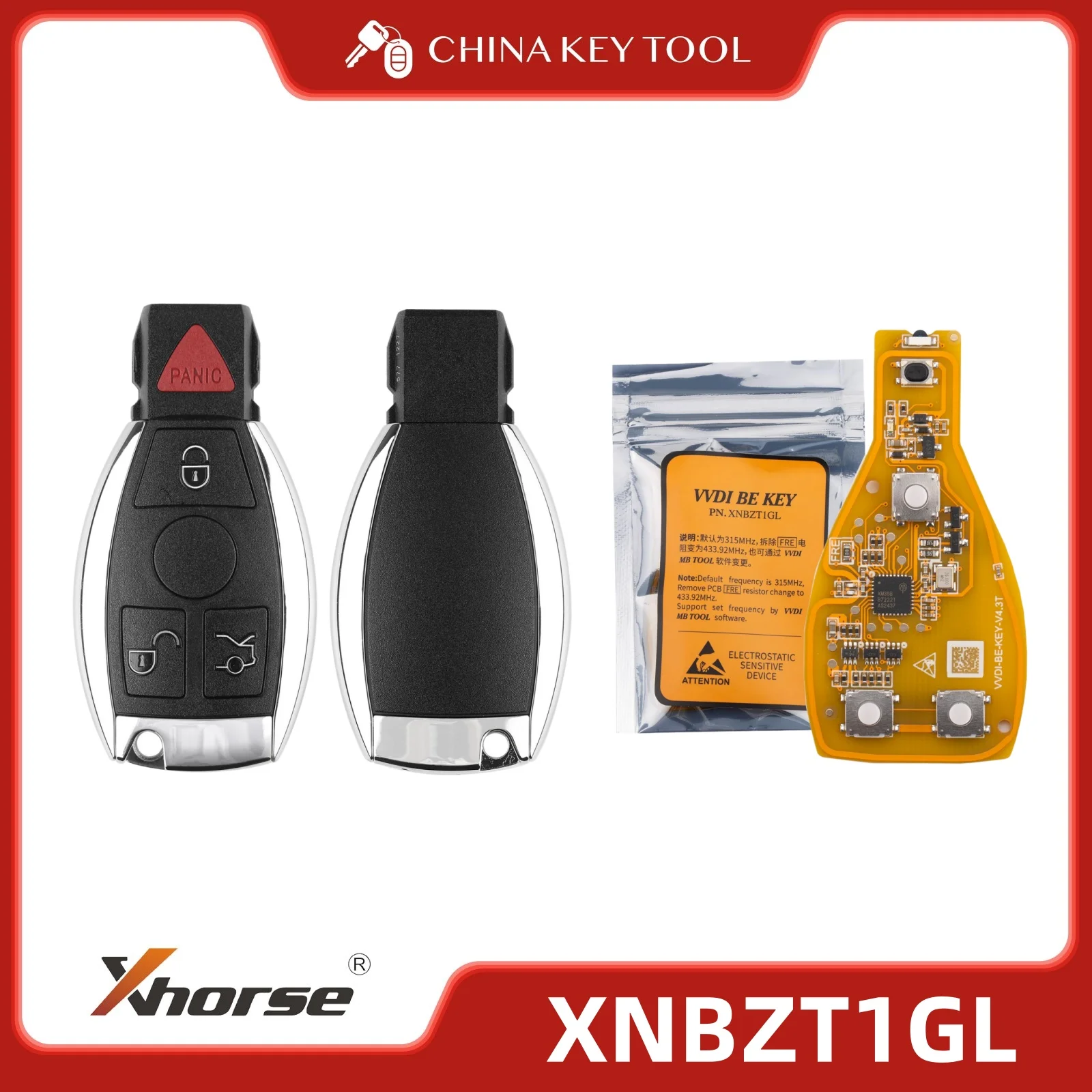 Xhorse VVDI BE Key Pro XNBZ01EN/XNBZT1GL/FBS3 KEYLESS with High Quality Remote Shell