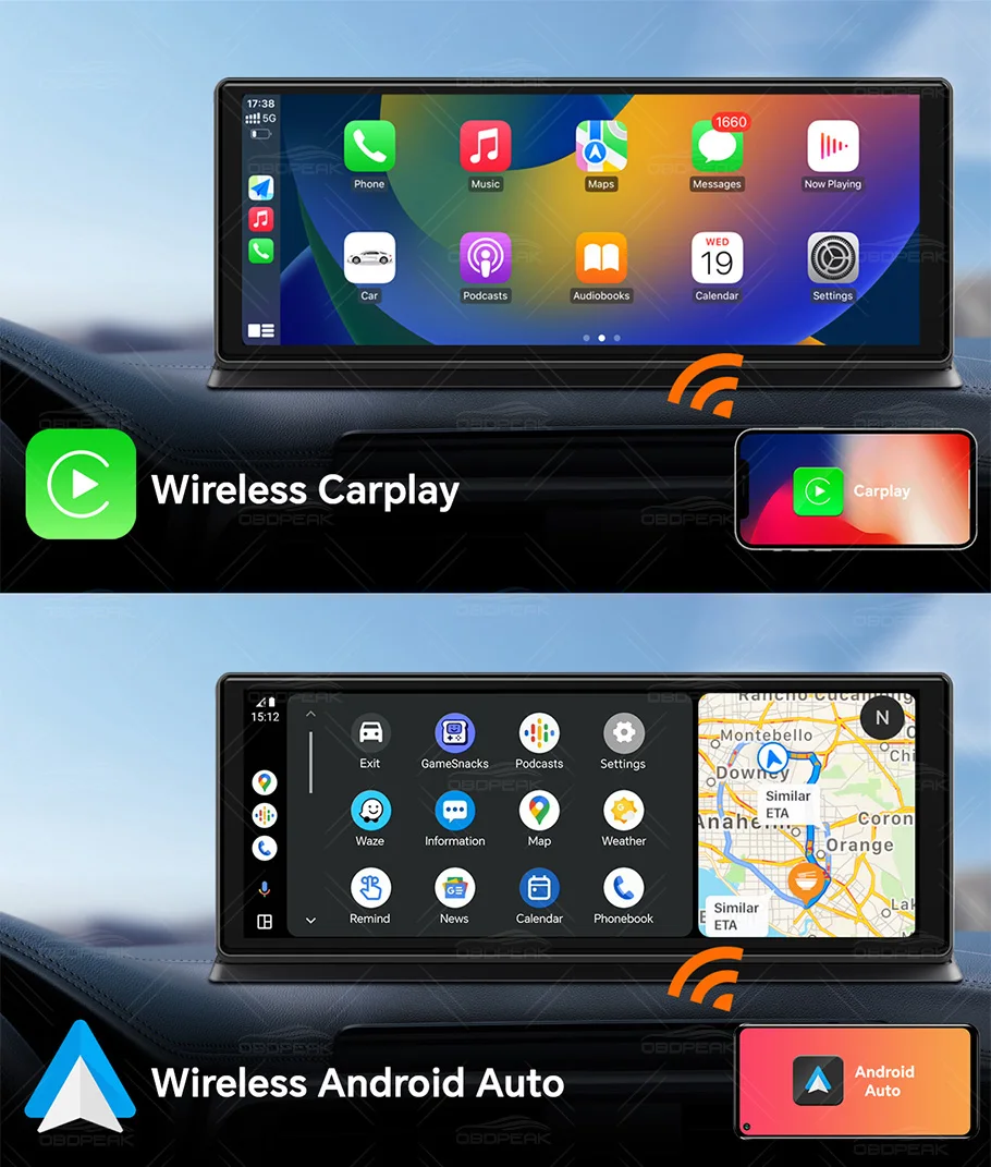K8 Pro 11.3" Touch Screen Car Camera 5K Dash Cam GPS 5G WiFi Wireless CarPlay & Android Auto Loop Recording GPS Navigation DVR