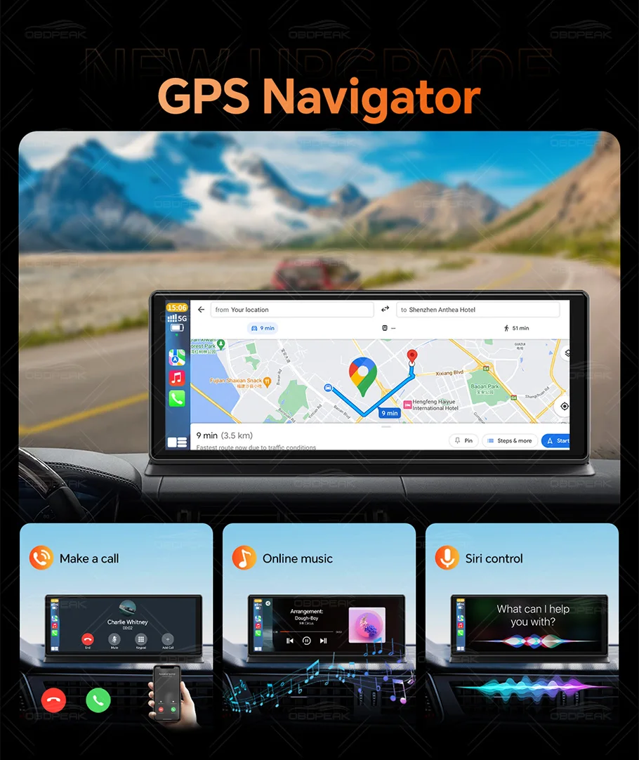 K8 Pro 11.3" Touch Screen Car Camera 5K Dash Cam GPS 5G WiFi Wireless CarPlay & Android Auto Loop Recording GPS Navigation DVR