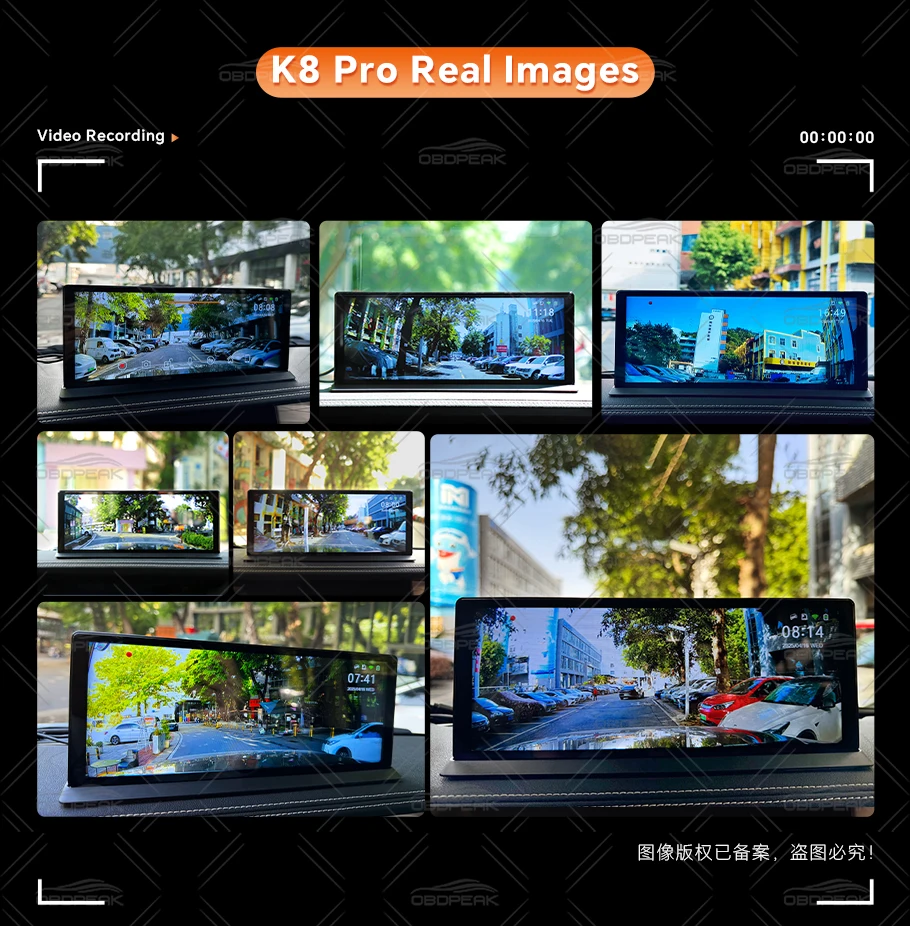 K8 Pro 11.3" Touch Screen Car Camera 5K Dash Cam GPS 5G WiFi Wireless CarPlay & Android Auto Loop Recording GPS Navigation DVR