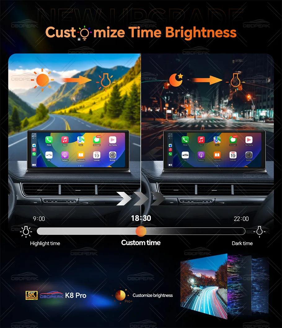 K8 Pro 11.3" Touch Screen Car Camera 5K Dash Cam GPS 5G WiFi Wireless CarPlay & Android Auto Loop Recording GPS Navigation DVR