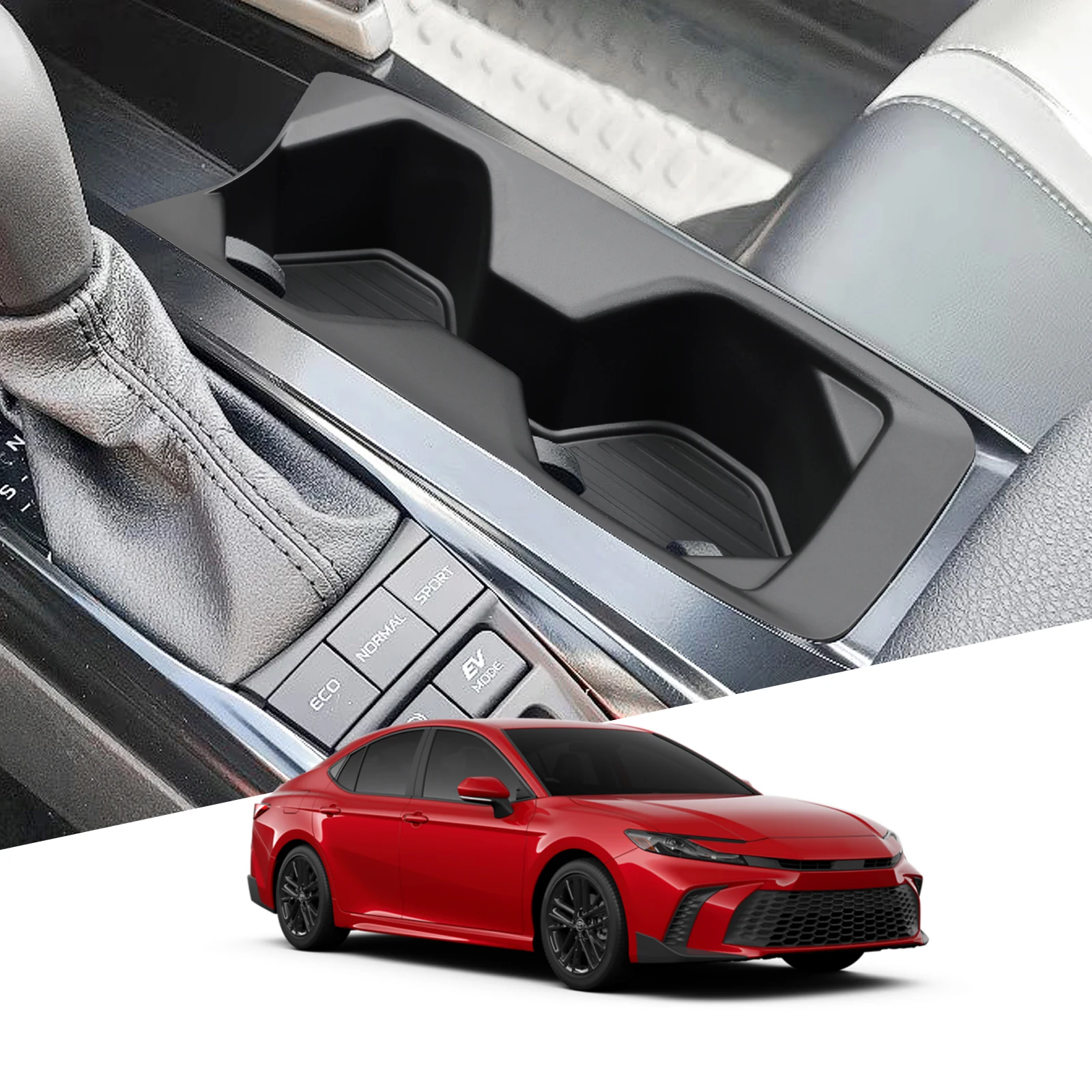 Smabee Left Hand Drive for Toyota Camry 2024 -2026 TPE Center Console Cup Holder Storage Box Tray Insert Car Accessories Black