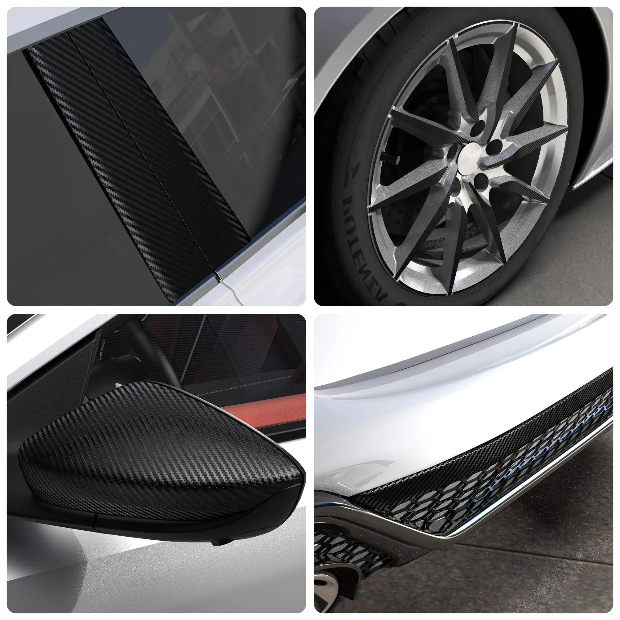 Carbon Fiber Car Stickers Self-adhesive Automotive Wrap Tape Matte Black Self-Adhesive Film 3D Vinyl Car Strips Film Accessories