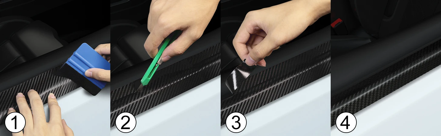 Carbon Fiber Car Stickers Self-adhesive Automotive Wrap Tape Matte Black Self-Adhesive Film 3D Vinyl Car Strips Film Accessories