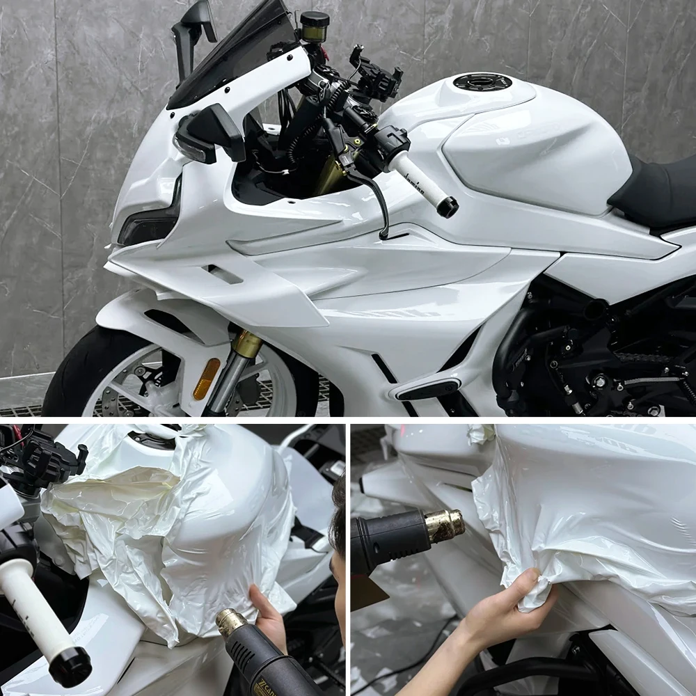 Car Stickers Glossy White Waterproof Vinyl Film Auto Bonding Scooter Motorcycle Body Film Protective Decor for Car Accessories