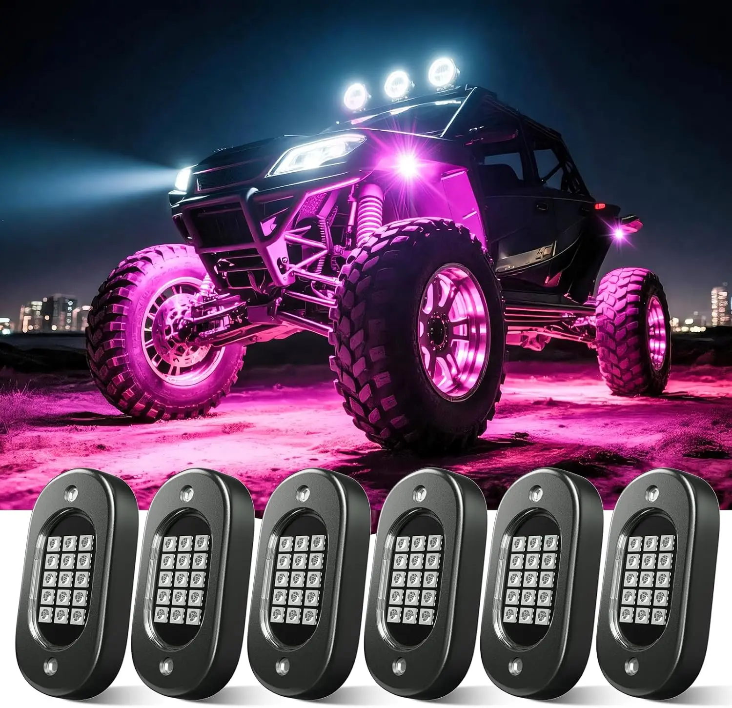 Honalia LED Rock Lights for Trucks 4/6/8/10/12 Pods RGB Truck Rock Lights Kits with App Control for ATV UTV RZR