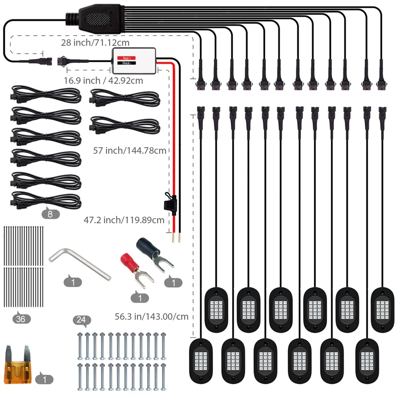 Honalia LED Rock Lights for Trucks 4/6/8/10/12 Pods RGB Truck Rock Lights Kits with App Control for ATV UTV RZR