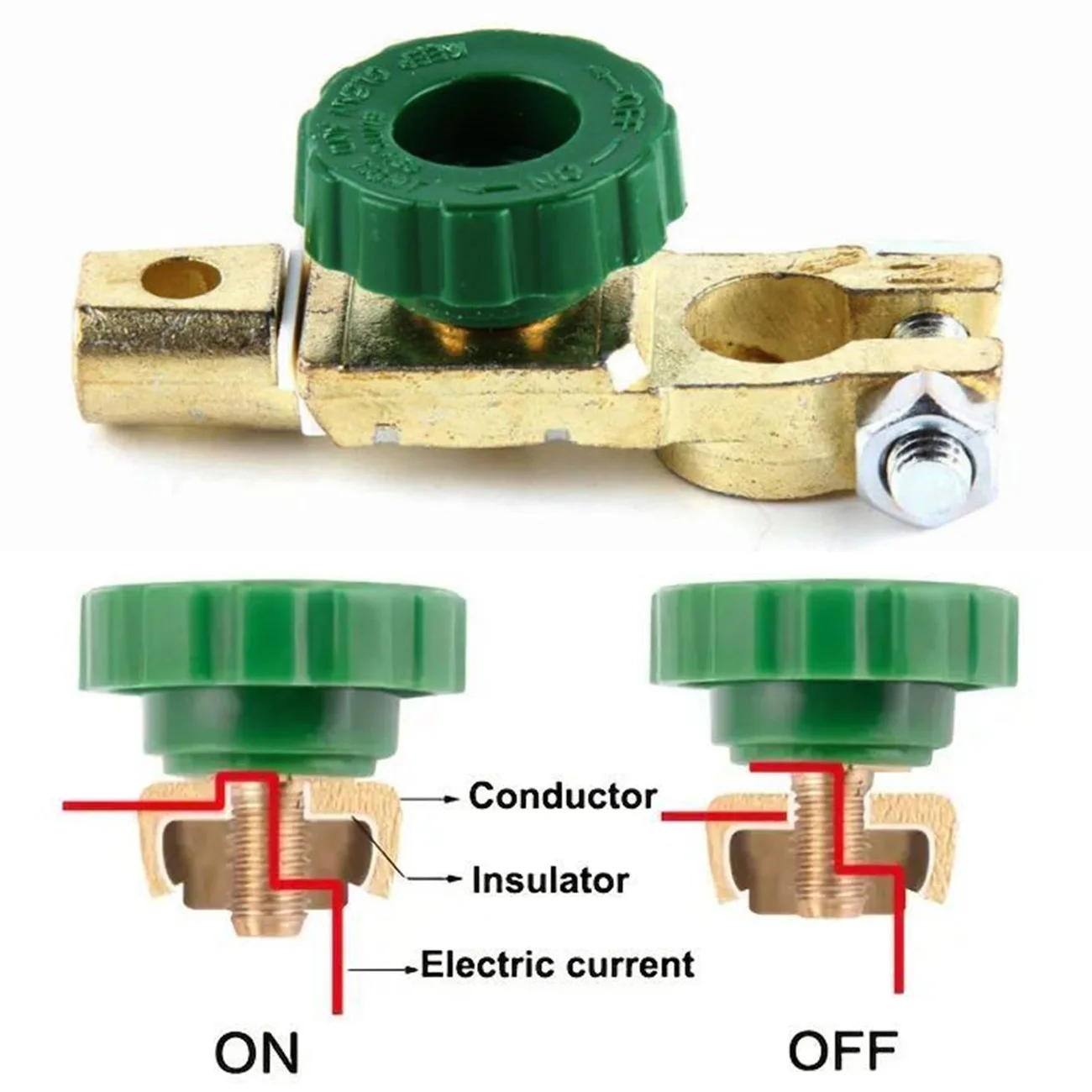Universal Car Battery Switch Battery Terminal Link Switch Car Battery Power-off Switch Quick Cut-off Disconnect Protector RV