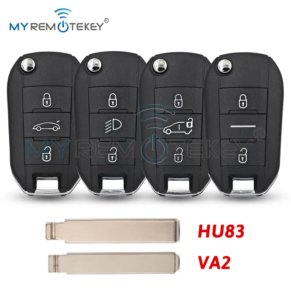 MYREMOTEKEY Flip Remote Key Shell For Peugeot Expert Partner 508 308 3008 Citroen C3 C4 C4L Elysee Dispatch Berlingo HU83/VA2