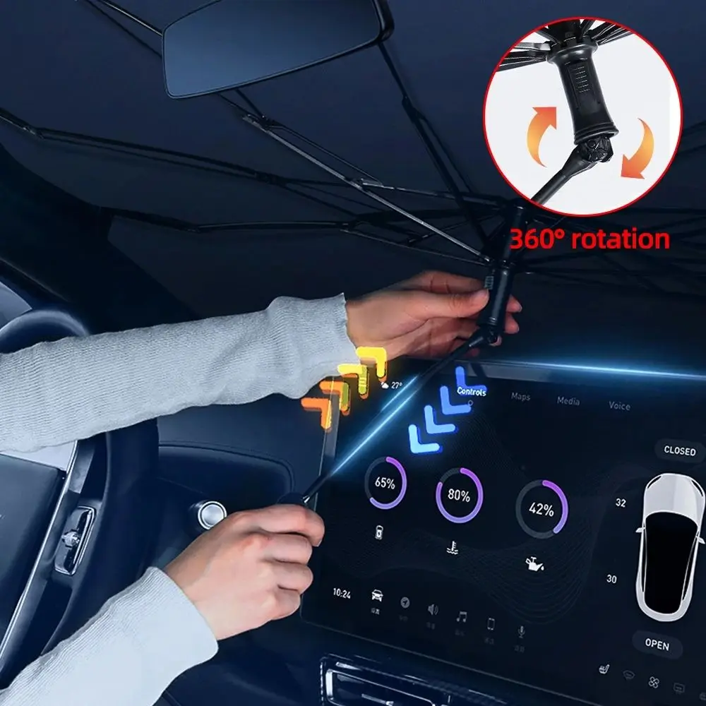 Bendable Handle Foldable Car Windshield Sun Shade Universal Sunshield Protector for SUV Car MPV Pickup Auto Front Window Cover