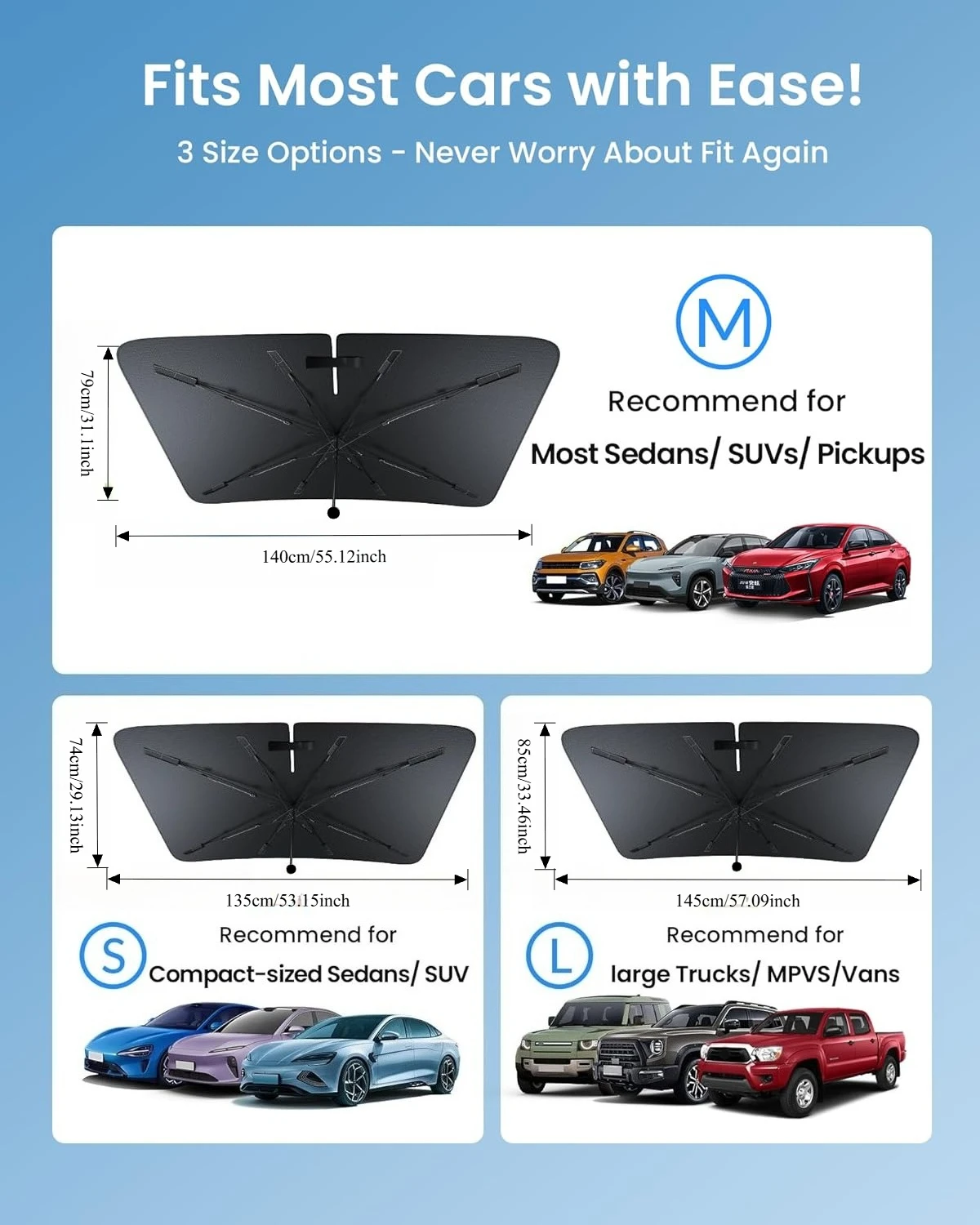 Bendable Handle Foldable Car Windshield Sun Shade Universal Sunshield Protector for SUV Car MPV Pickup Auto Front Window Cover
