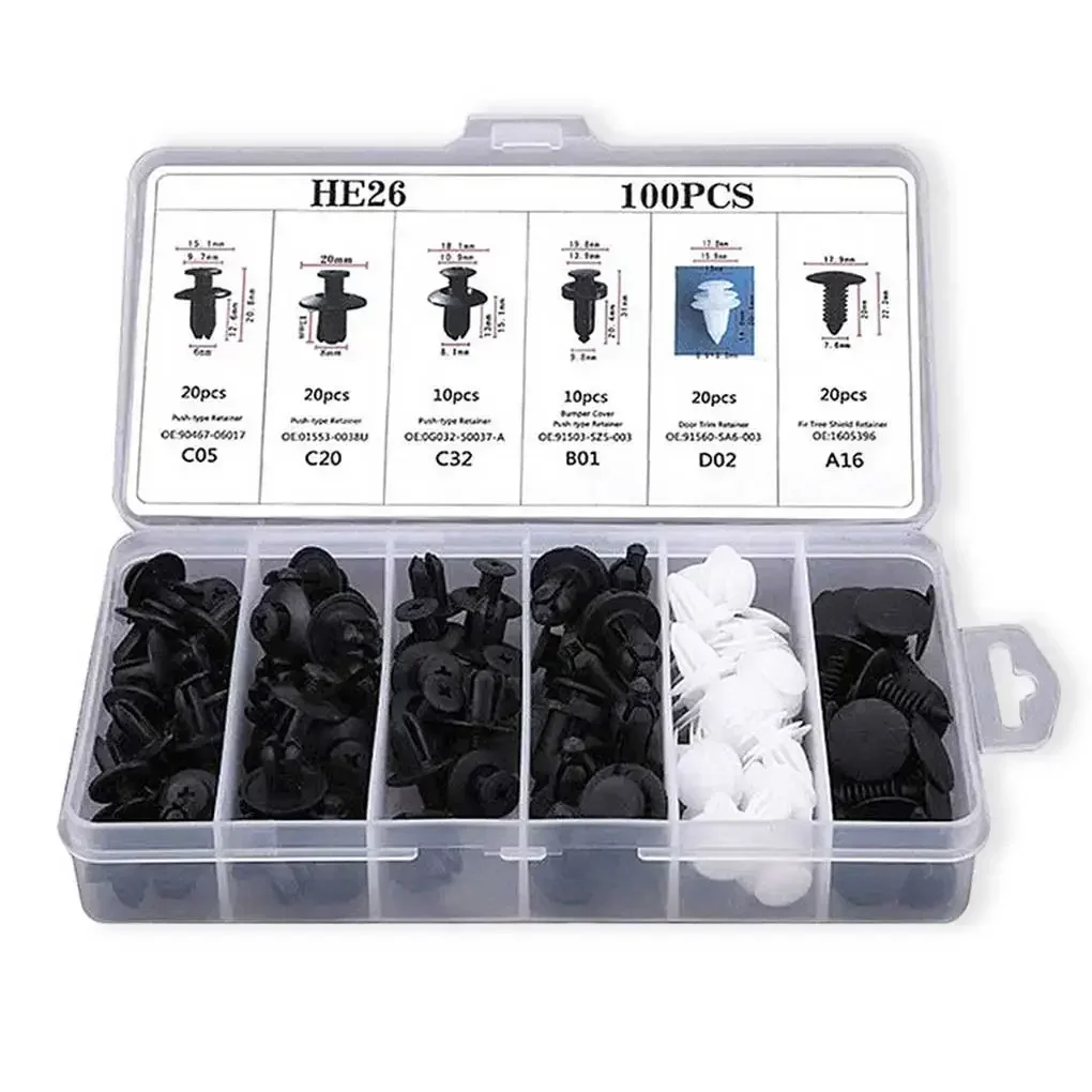 KKJOY 100/50PCS Auto Fastener Clips Kit - Multi-Size Retainers for Car Fender, Bumper, Door & Panel Trim