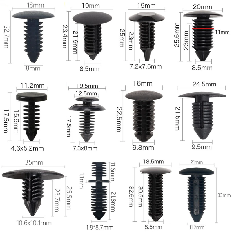 20Pcs For 5-11mm Hole Car Fender Clip Bumper Clip Plastic Screw Fasteners Auto Roof Tailgate Lining Rivet