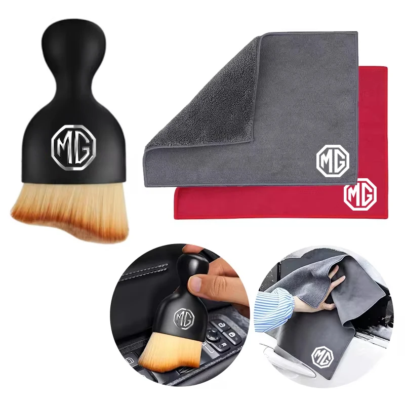 Car Towels Cleaning Drying Cloth with Car Cleaning Brush For Morris Garages MG ZS 7 6 Cyberster MG4 EV ES5 HS ONE GT GS MG3 EZS