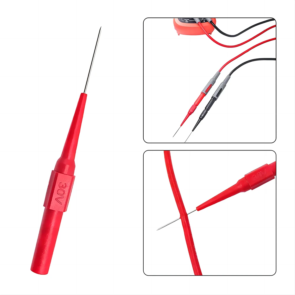 10PCS 30V Car Tip Probes Diagnostic Tools Multimeter Test Leads Extention Back Piercing Needle Tip Probes Auto Kit Machine 0.7MM