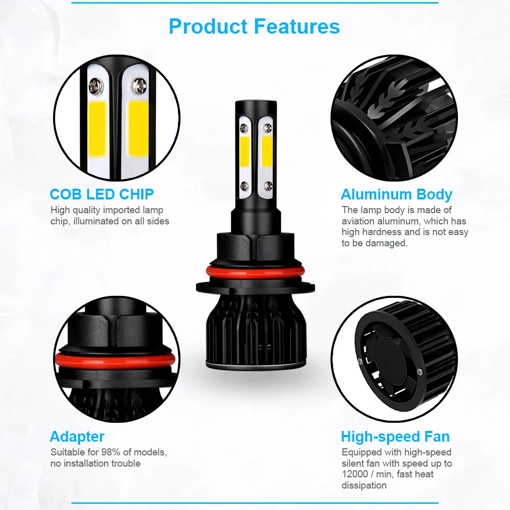 H7 H11 H13 LED Car Headlight Bulbs 36000LM 9005 HB3 9006 HB4 9012 Hi/Lo Bulbs 9004 For Car Headlamp LED Fog Light 6000K 8000K