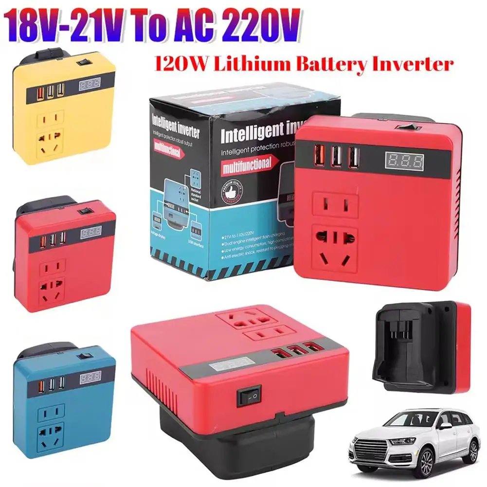 Multi Function Lithium Battery Inverter D C 18-21V To AC 220V Outdoor Work Inverter with Intelligent Fast Charging