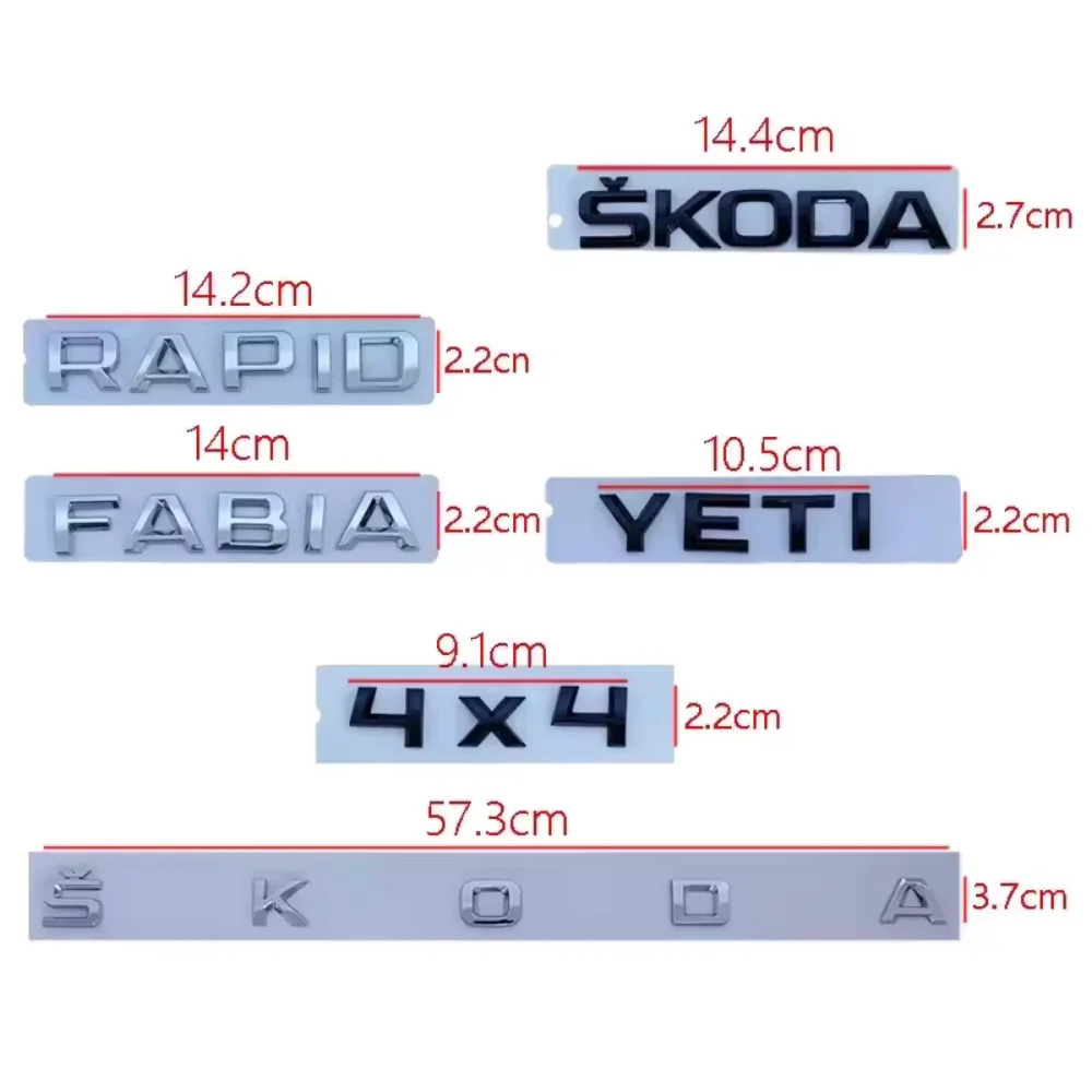 ABS Car Rear Emblem Trunk Badge Sticker for Octavia Kodiaq Karoq Superb Rapid Fabia Kamiq Yeti 4x4 Letter Logo Accessories