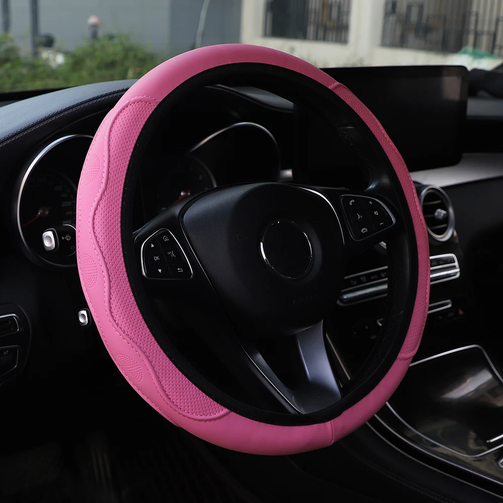 PU leather three-dimensional embossed hand-shaped massage car rimless steering wheel cover for 14.5 - 15 inch car interiors