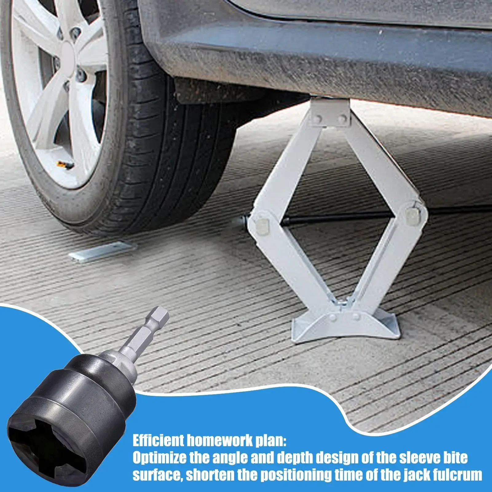 Heavy Duty Scissor Jack Drill Adapter Impact Wrench Socket Quick Change Tool Steel RV Stabilizer Auto Repair Garage Accessory 