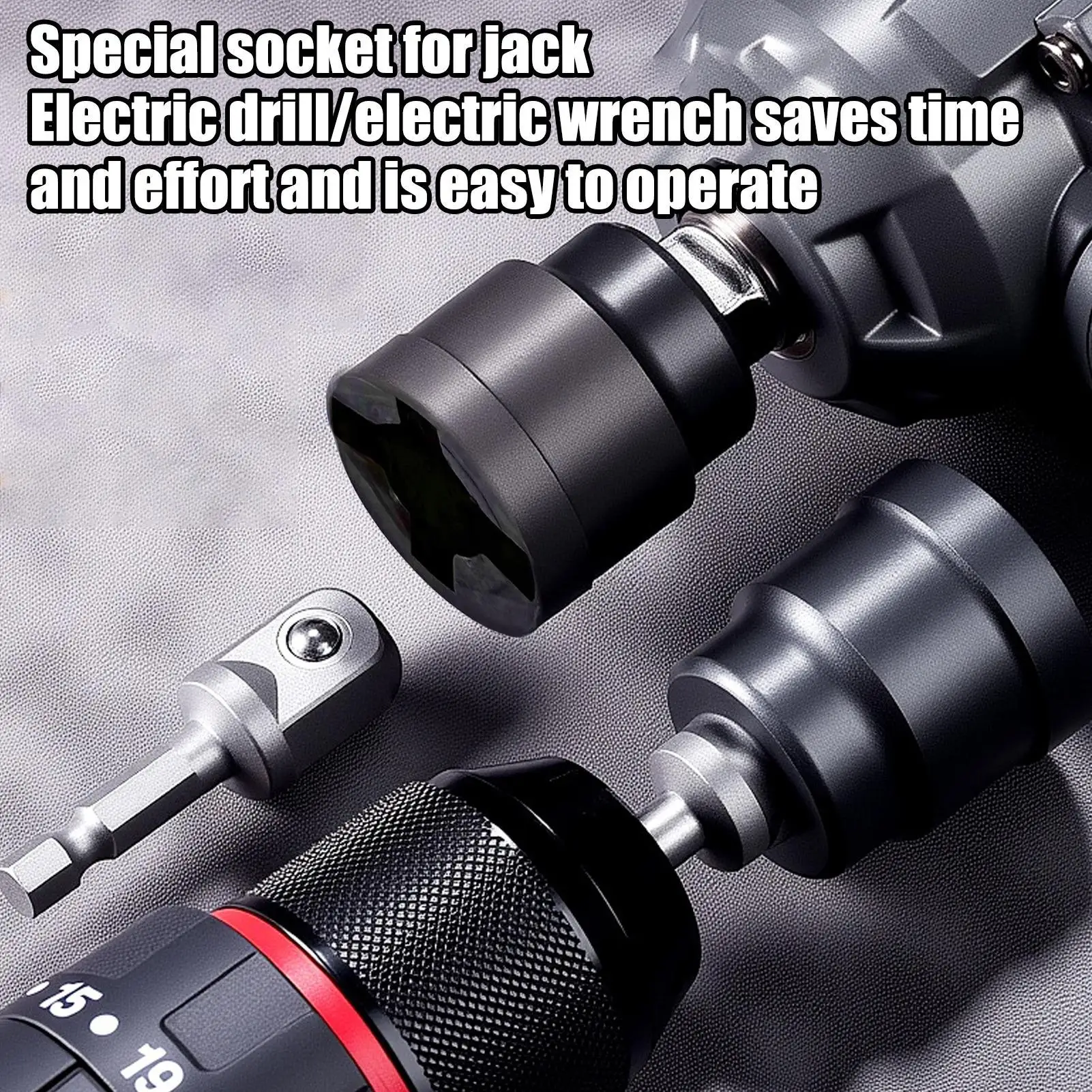 Heavy Duty Scissor Jack Drill Adapter Impact Wrench Socket Quick Change Tool Steel RV Stabilizer Auto Repair Garage Accessory 