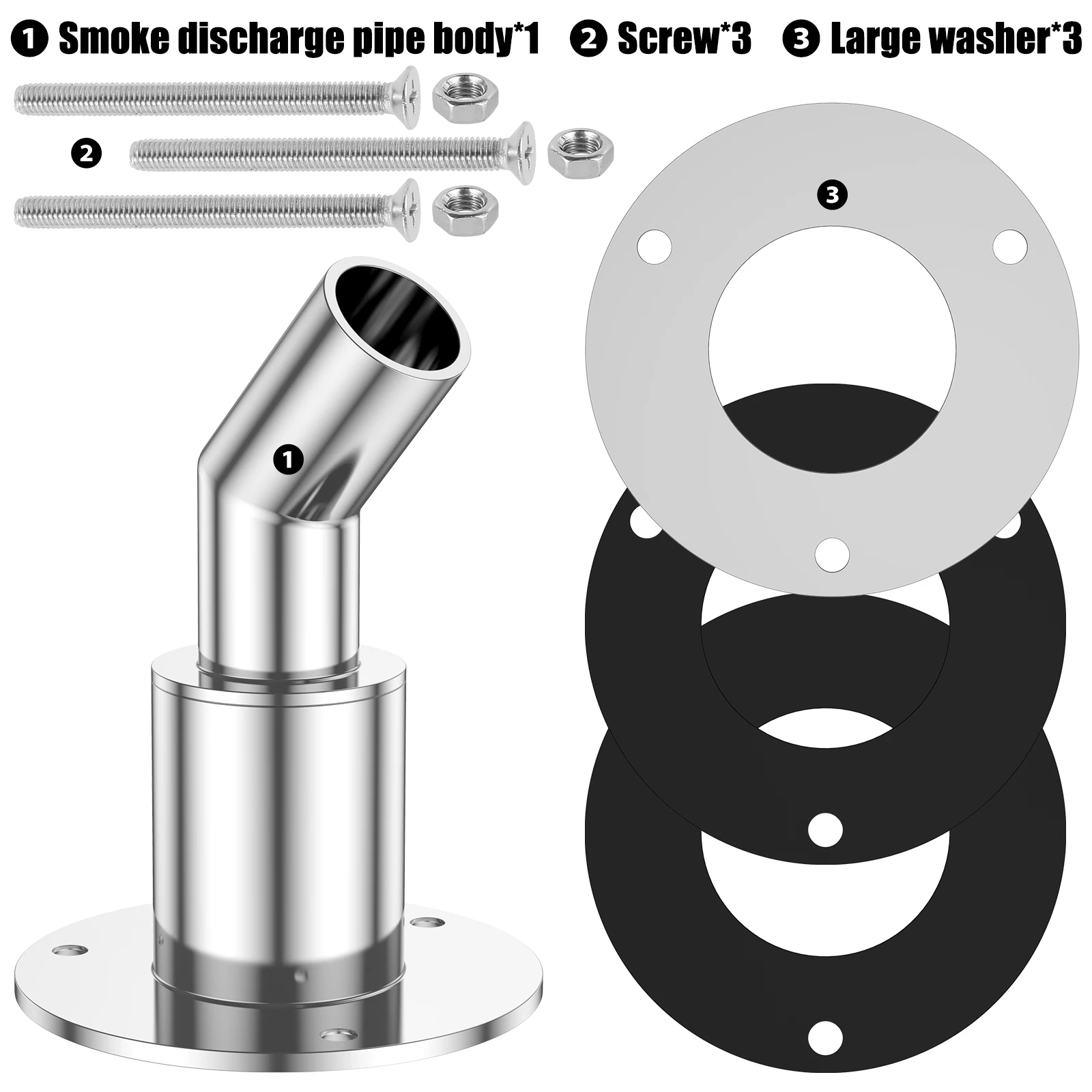 Straight Thru Hull Exhaust Skin 316 Stainless Steel Exhaust Tube Fitting Kit Fitting 24mm Tube Pipe for Diesel Parking Heater
