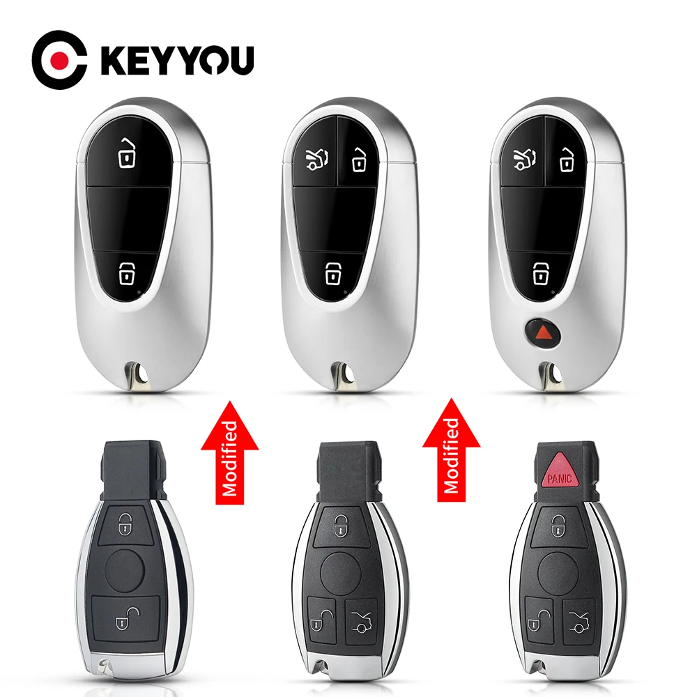KEYYOU Modified Car Remote Key Shell For Mercedes Benz W203 W204 W205 W210 W211 W212 W221 A B C E S Class BGA &NEC Case Card