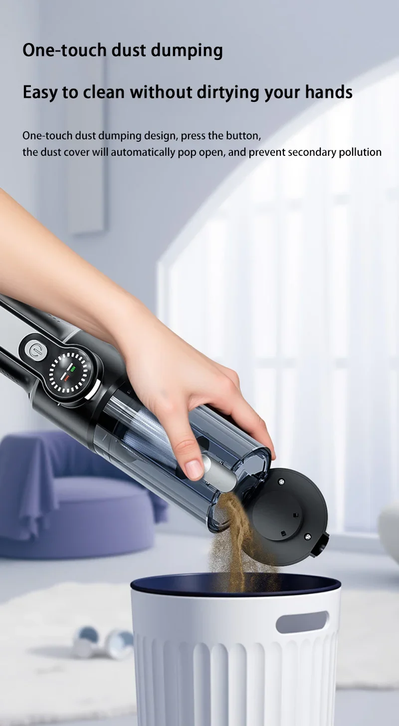 Car Vacuum Cleaner Wireless One-Button Dust Dump High-Power Portable Vacuum Cleaner Large Suction Mini Handheld Vacuum Cleaner