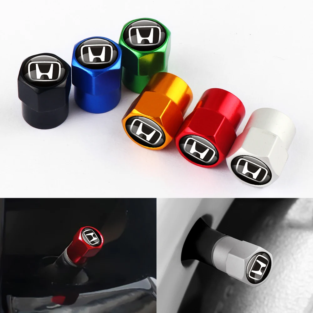 4Pcs Metal Car Wheel Tire Air Valve Caps Stem Covers for Honda Civic Accord Fit City Vezel CRV Odyssey Jazz Prelude Insight