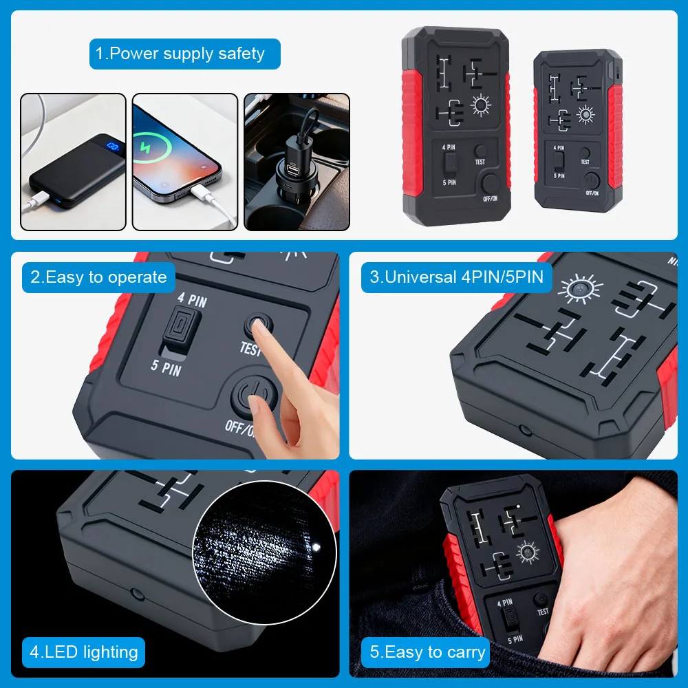 Car Relay Voltage Tester Indicator Light Automotive Electronic Relay Tester Universal 12V Battery Checker For RV Truck Trailer