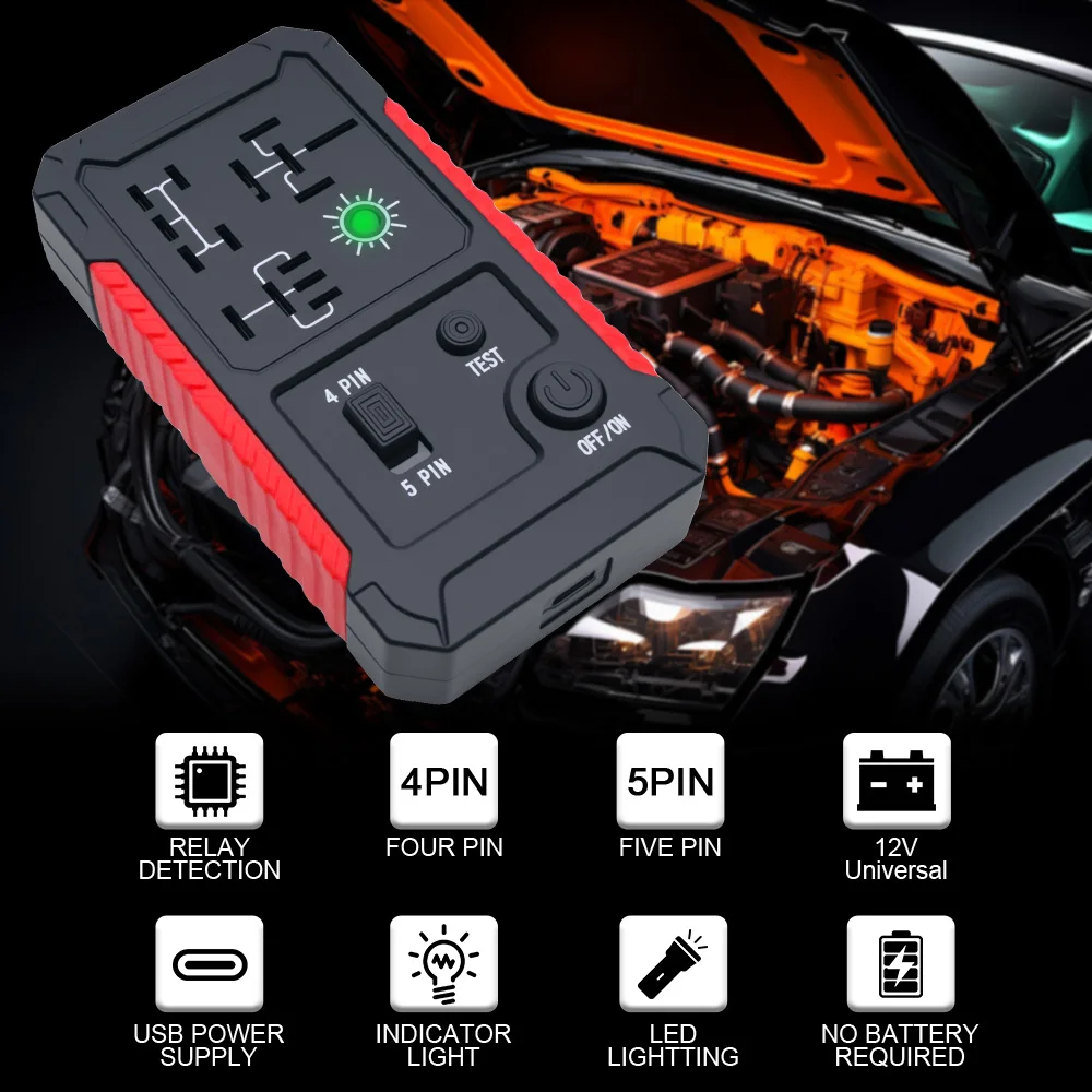 Car Relay Voltage Tester Indicator Light Automotive Electronic Relay Tester Universal 12V Battery Checker For RV Truck Trailer