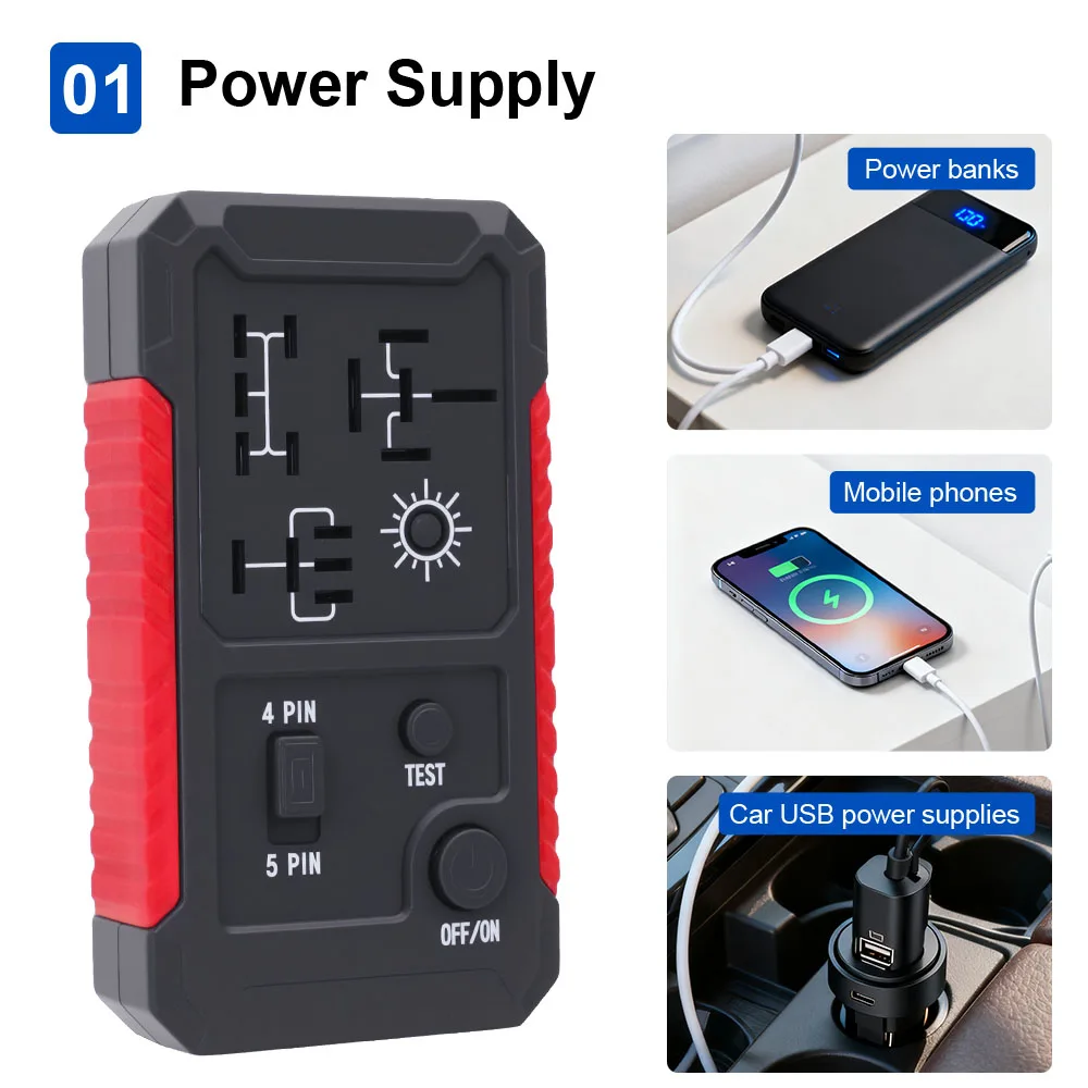 Car Relay Voltage Tester Indicator Light Automotive Electronic Relay Tester Universal 12V Battery Checker For RV Truck Trailer