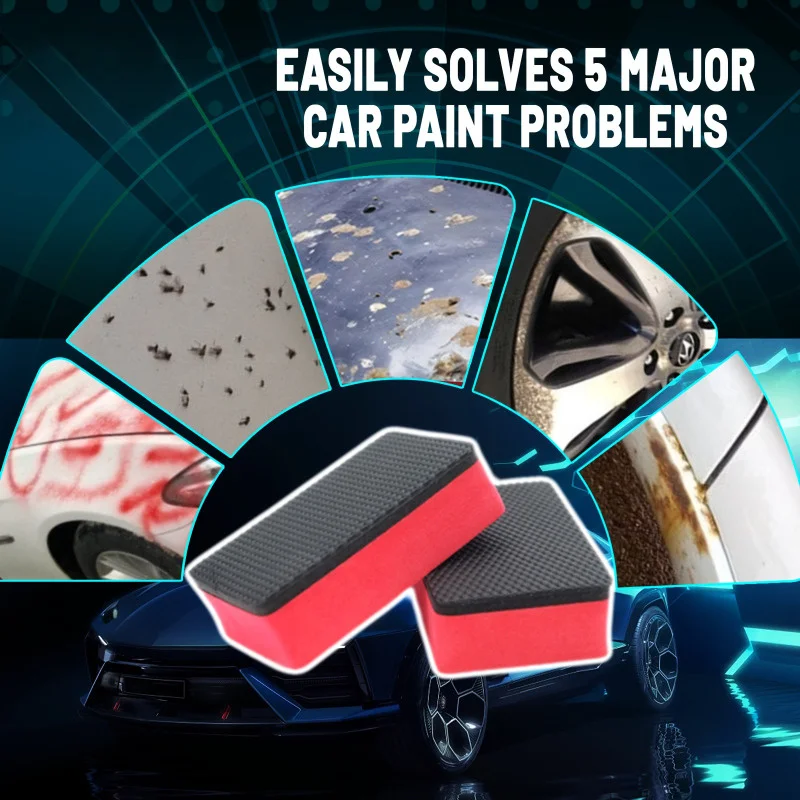 1~3pcs Nano Magic Clay Sponges Automotive & Multi-Surface Cleaning Natural Sponge, Cushion Foam & Anti-Slip EVA Car wash sponge