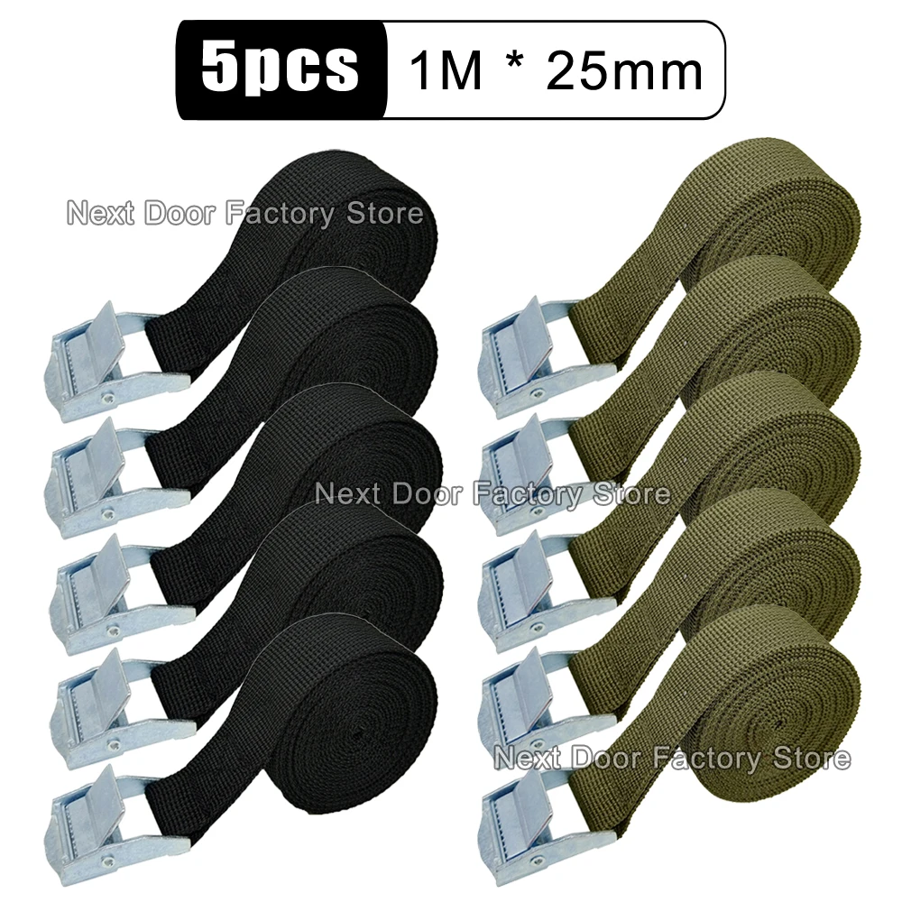 5pcs 1M Buckle Tie-Down Belt Cargo Straps For Car Motorcycle Bike With Metal Buckle Tow Rope Ratchet Belt for Luggage 2 Colors