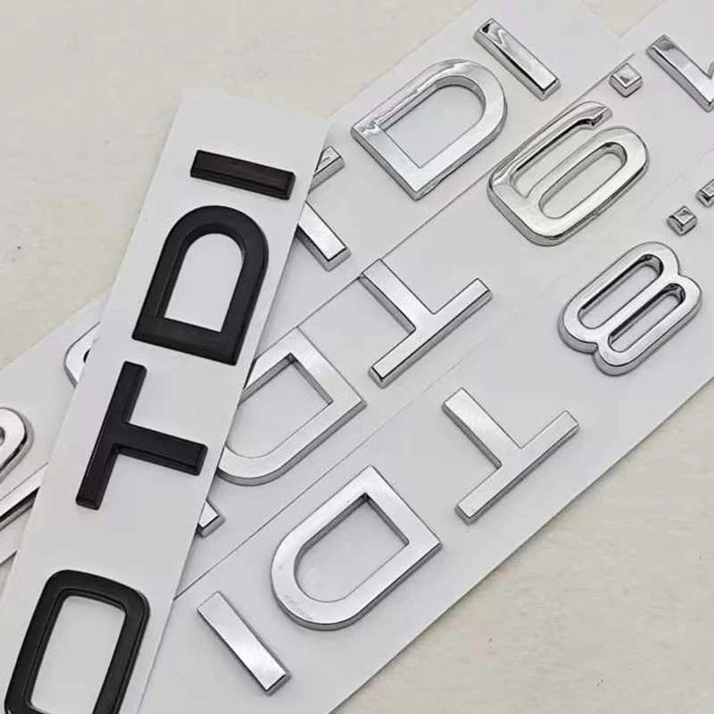 3D ABS Car Letters Logo 1.9 TDI 2.0 TDI 2.8 TDI Badge Rear Trunk Sticker Decals For Audi A3 A4 A5 A6 Q2 Q3 Q5 Auto Accessories