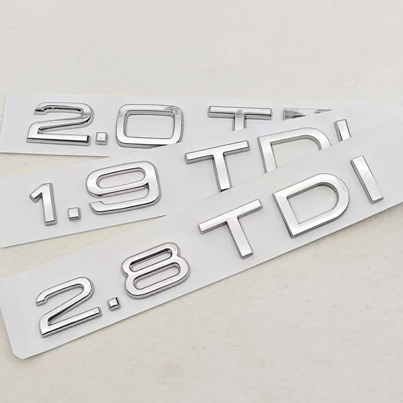 3D ABS Car Letters Logo 1.9 TDI 2.0 TDI 2.8 TDI Badge Rear Trunk Sticker Decals For Audi A3 A4 A5 A6 Q2 Q3 Q5 Auto Accessories