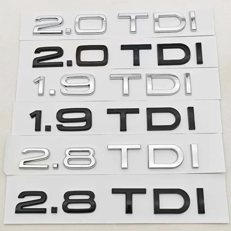 3D ABS Car Letters Logo 1.9 TDI 2.0 TDI 2.8 TDI Badge Rear Trunk Sticker Decals For Audi A3 A4 A5 A6 Q2 Q3 Q5 Auto Accessories