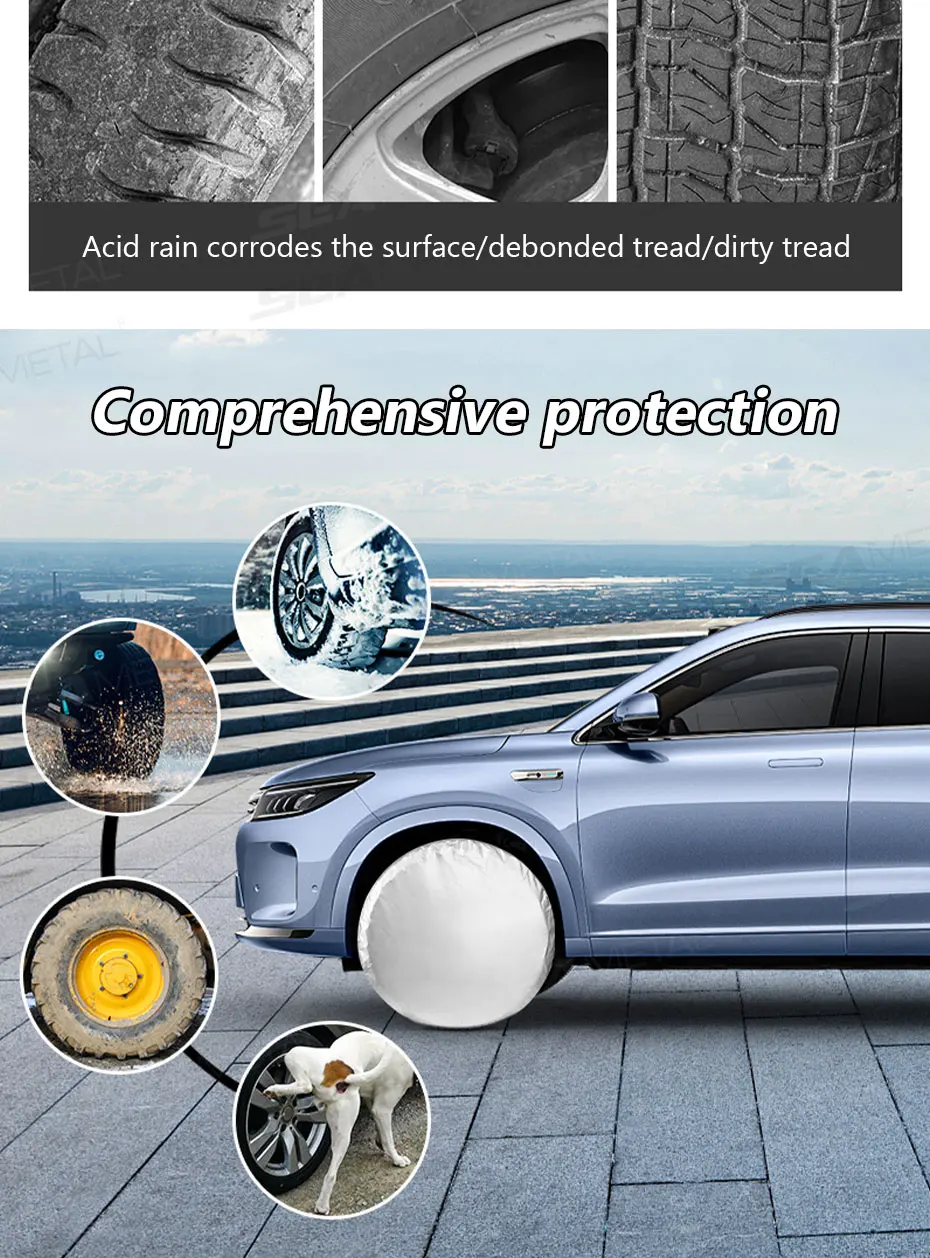 SEAMETAL 1/4pcs Universal Wheel Tire Covers Oxford Waterproof UV Sun Protectors Wheel Tire Covers for Camper Car Truck 29-32inch