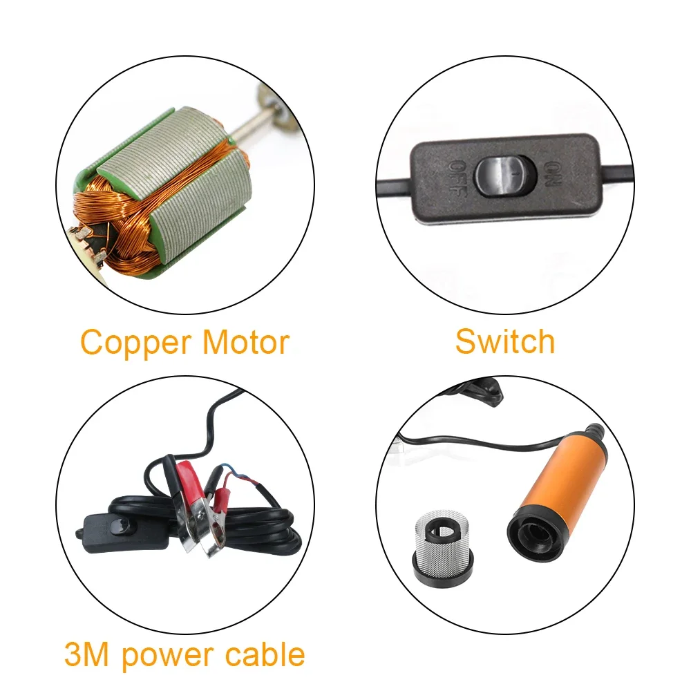 12V Electric Transfer Pump 12L Min Diesel Oil Water Fuel Change Truck Marine Car Utility Pump