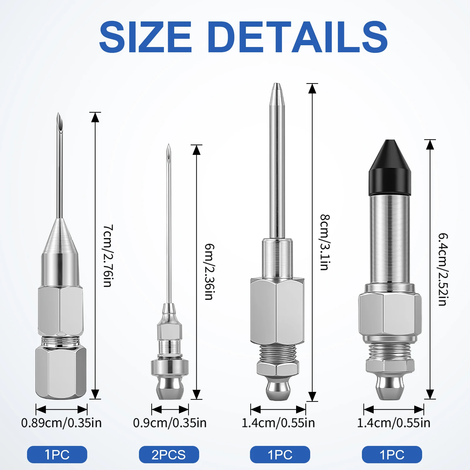 5PCS Grease Gun Needle Accessory Set Dispenser Rubber Coupler Adapter Injector Detachable Nozzles for Narrow Tight Spaces