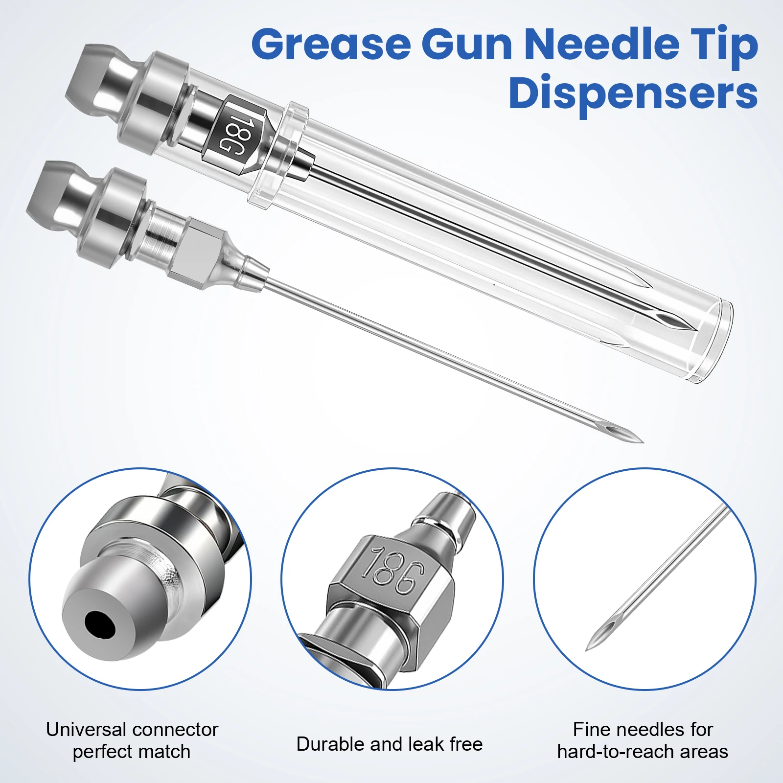 5PCS Grease Gun Needle Accessory Set Dispenser Rubber Coupler Adapter Injector Detachable Nozzles for Narrow Tight Spaces