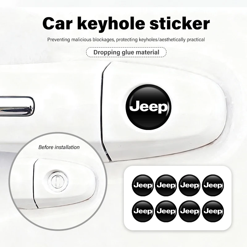 14mm Car Key Emblem Auto Control Keychain Sticker Decoration Accessories For Jeep Grand Cherokee Wrangler JK Renegade Gladiator