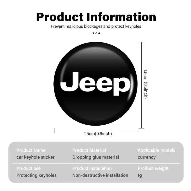14mm Car Key Emblem Auto Control Keychain Sticker Decoration Accessories For Jeep Grand Cherokee Wrangler JK Renegade Gladiator